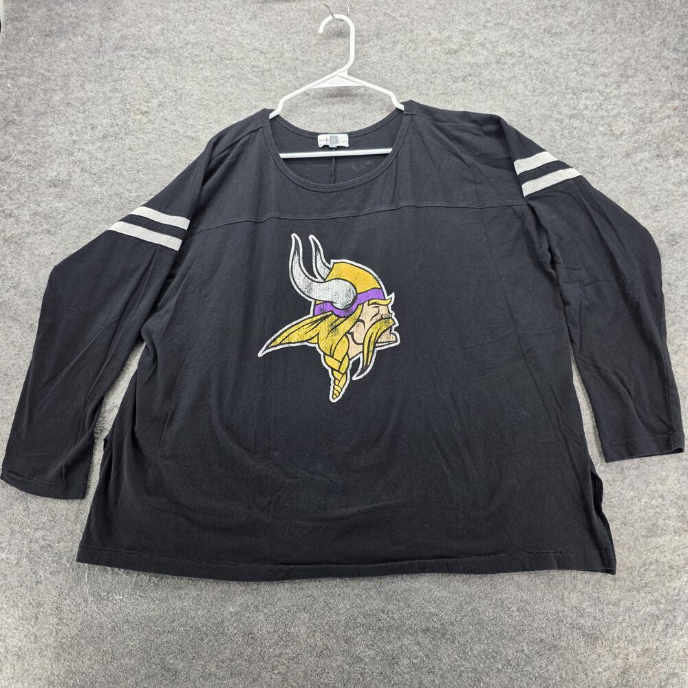Minnesota Vikings Shirt Womens 3XL Black NFL Football Long Sleeve Graphic Touch